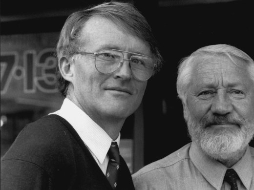 Robert Dunn (left) and councillor Eric Green (right) in 1991.