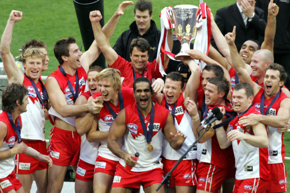 Sydney Swans celebrate after winning the grand final.