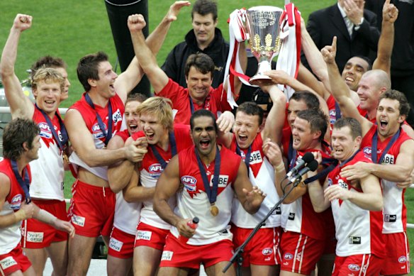 Sydney Swans celebrate after winning the grand final.