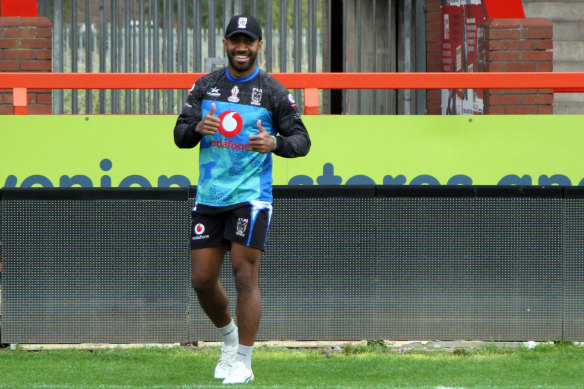 Mitieli Vulikijapani enjoying training before taking on the Kangaroos.