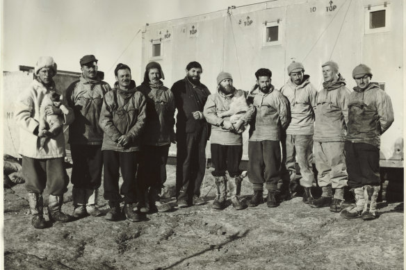 Members of the Antarctic Research Expedition, Mawson Station, Antarctica, 1954.