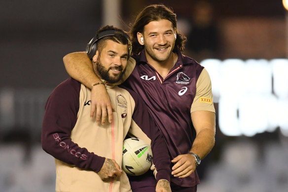 Teammates: Broncos Adam Reynolds (left) and Pat Carrigan.