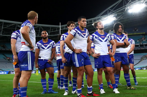 The Bulldogs during a match played behind closed doors earlier in the year.