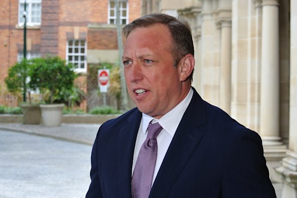 Queensland Opposition Leader Steven Miles speaks outside Parliament House.