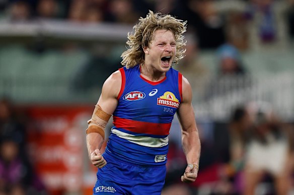 Cody Weightman celebrates a goal.