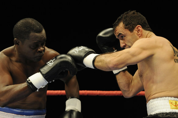 Jeff Fenech and Azumah Nelson in their final clash in 2008 when both were past their best.