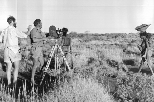 Director Ian Dunlop (left) and cameraman Richard Howe Tucker record in 1966.