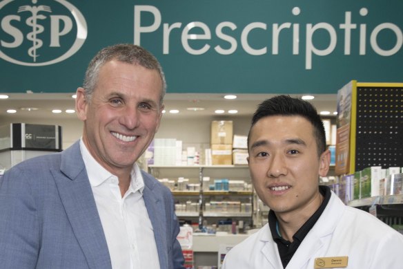Dr Matthew Cullen, founder of Chemist2U with Dennis Chen Pharmacist at Soul Pattinson Pharmacy Crows Nest, which is one of the Chemist2U’s partner pharmacies.
