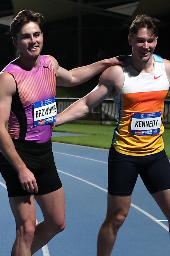 Browning and Lachlan Kennedy after their stunning race.