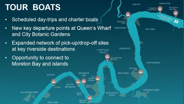 Brisbane City Council's proposed plan for tour boats on the Brisbane River.