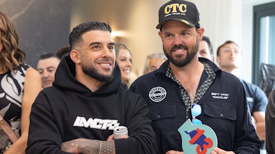 Adrian Portelli (left) at The Block's 2024 season finale auction.