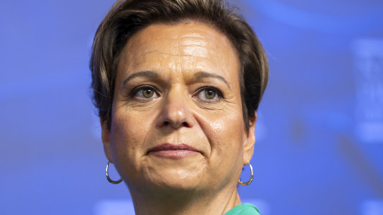 Minister for Communications Michelle Rowland ahead of an address to the National Press Club of Australia in Canberra on Wednesday 22 November 2023. fedpol Photo: Alex Ellinghausen