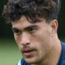 Joseph Suaalii warming up with the NSW Blues at a training camp in the Blue Mountains.