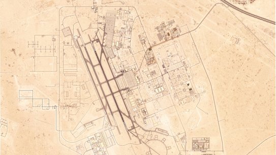 This satellite image from Planet Labs PBC shows Al Udeid Air Base outside of Doha, Qatar, Sunday, June 15, 2025. (Planet Labs PBC via AP)