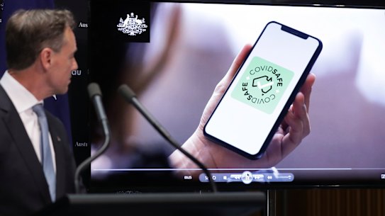 Health Minister Greg Hunt during a press conference on the COVIDSafe tracing app.
