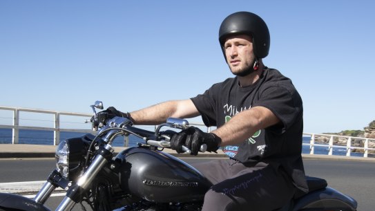 Harley cause for concern ... Jai Arrow cruises around Bronte Beach on his Harley Breakout 114 this week.