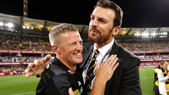 All’s well that ends well for Richmond’s coach Damien Hardwick and CEO Brendon Gale.