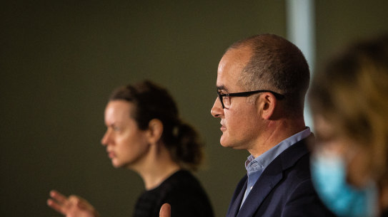 James Merlino addresses the media on Wednesday.