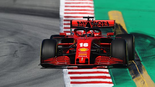 Ferrari's Charles Leclerc in action at pre-season testing in Barcelona.