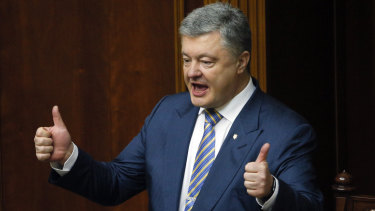 Ukrainian President Petro Poroshenko gestures during a parliament session in Kiev last week. 