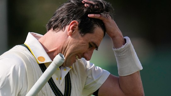 Pat Cummins after his dismissal.