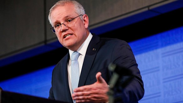 Scott Morrison annoucing the new manufacturing policy last October.