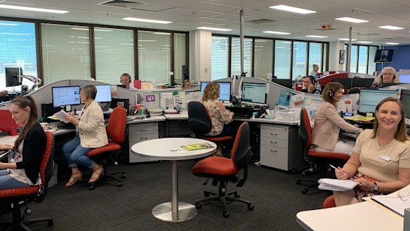 Amanda Hicks (far right) and the team at Queensland Health's dedicated contact-tracing unit.