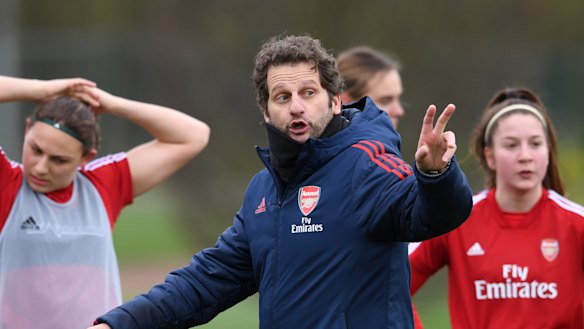 Wanted man: Arsenal coach Joe Montemurro has been headhunted by England to replace Phil Neville.
