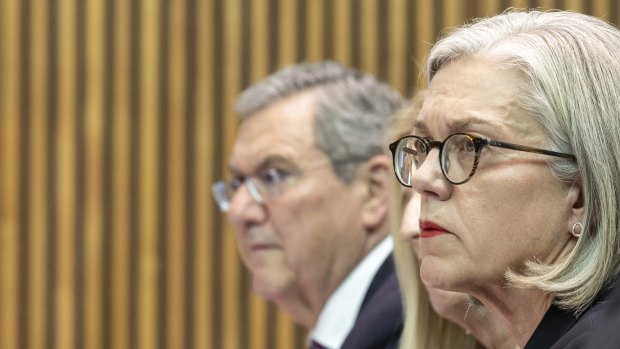 ASIC deputy chair Karen Chester during a hearing at Parliament House in Canberra.