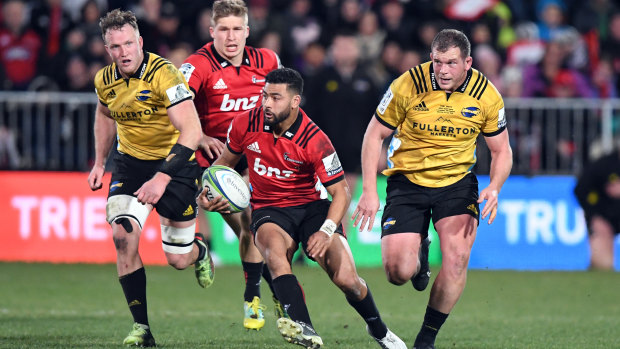 Elusive: Richie Mo'unga outpointed Beauden Barrett in an instrumental performance for the Crusaders.