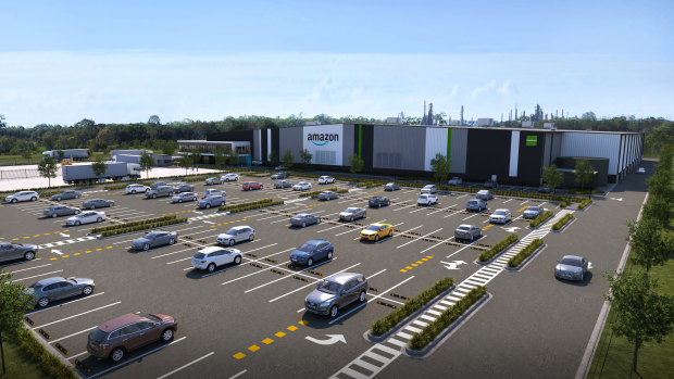 An artist's impression of the new Amazon fulfilment centre at Goodman Group's Port Industry Park in Brisbane.