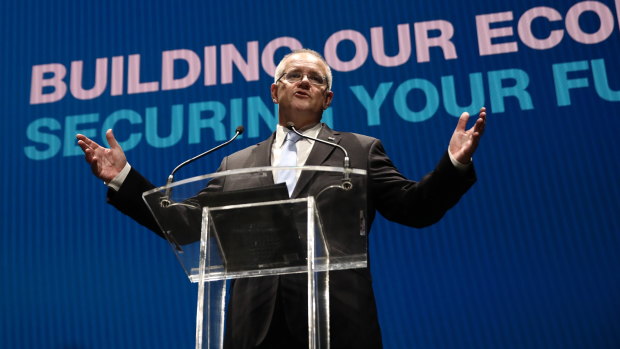 Prime Minister Scott Morrison at the Coalition campaign launch in Melbourne.