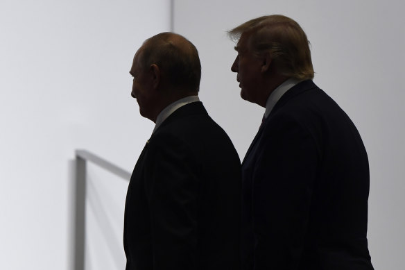 Then-president Donald Trump and Russian President Vladimir Putin at the G20 summit in Osaka, Japan in 2019.