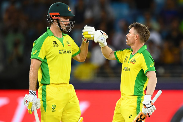 Mitch Marsh, left, has enjoyed partnering with David Warner in T20 cricket. 