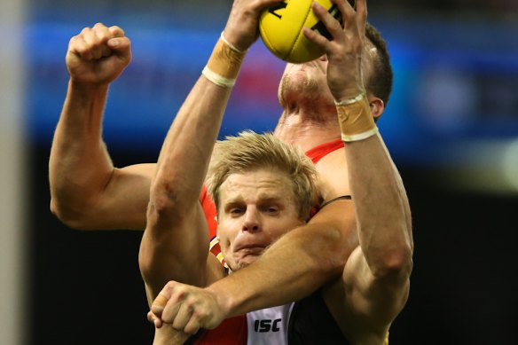 Nick Riewoldt in action for St Kilda in 2014.