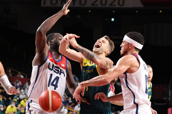 Nathan Sobey drives against Team USA.