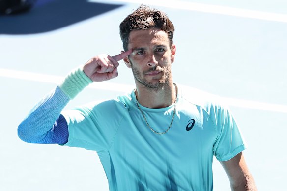 Lorenzo Musetti after defeating Taylor Fritz.