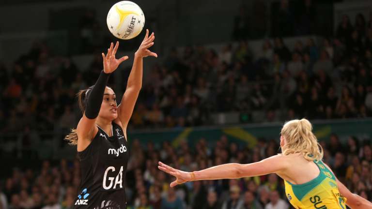 Neck and neck: Maria Folau and the Silver Ferns threatened the Aussies throughout.