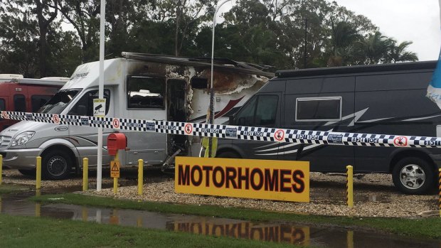 Damage to a caravan business on the Gold Coast.