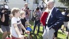 Anthony Albanese during a visit to flood-affected properties in Brisbane on Monday.