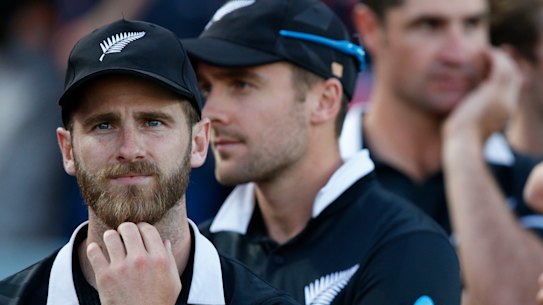 So close: New Zealand players ponder what might have been. 
