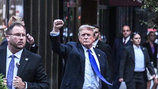 Former US president Donald Trump arrives at Trump Tower.  