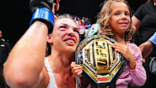 Mackenzie Dern celebrates with her daughter in 2025.