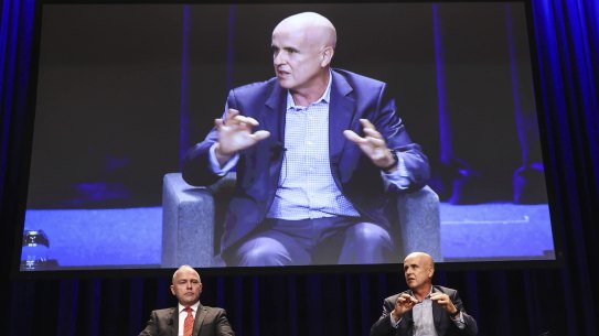 Dallas Mclnerney, chief executive officer of Catholic Schools NSW and Adrian Piccoli from the University of NSW Gonski Institute.