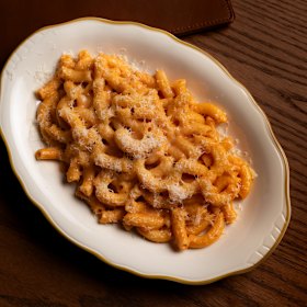 Rigatoni with spicy vodka sauce.