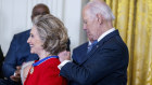 President Biden awards the Presidential Medal of Freedom to former secretary of state Hillary Clinton at the White House. 