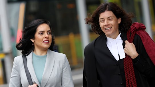 Moira Deeming (left) and her barrister Sue Chrysanthou outside the Federal Court on Tuesday.