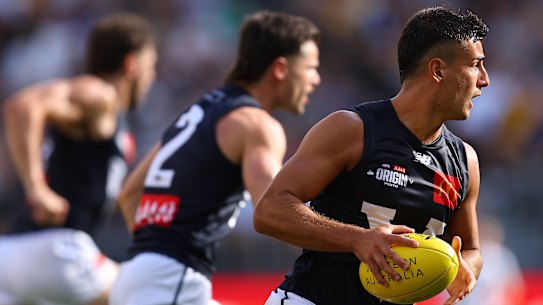 Nick Daicos in action for Victoria on Saturday night. 