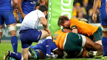 The Wallabies thought they had a rare lead before the TMO intervened.