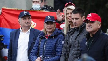 Novak Djokovic’s family attend a rally in Belgrade calling for his release from immigration detention in Australia.